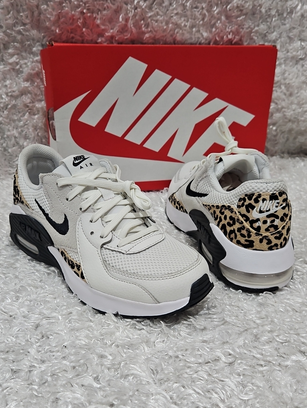 Nike Women's Air Max Sneakers in White, Black and Leopard Print - Picture 2 of 10